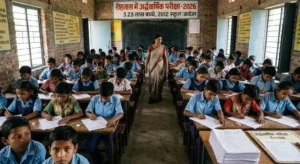 रोहतास में अर्द्धवार्षिक परीक्षा देते छात्र छात्राएं