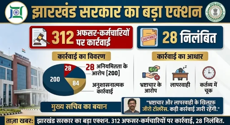 झारखंड सरकार का बड़ा एक्शन: 312 अफसर-कर्मचारियों पर कार्रवाई, 28 निलंबित; जानिए किस गलती पर हुई कार्रवाई और क्या है पूरा मामला
