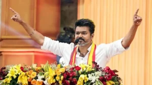 Vijay takes out roadshow in bypoll-bound Dharapuram, slams DMK for remarks against women